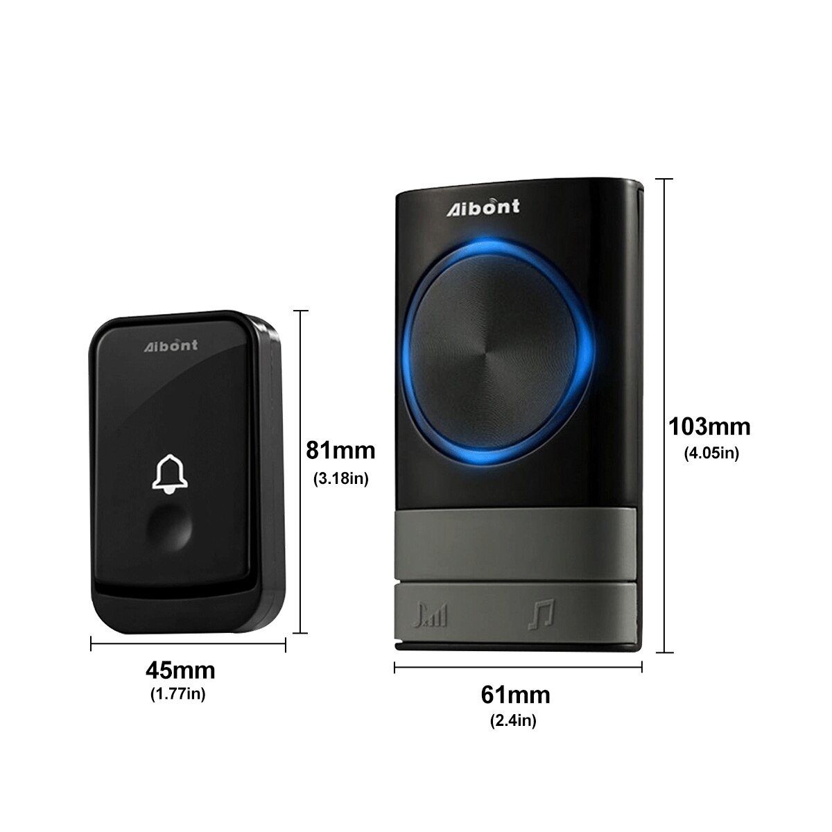 Wireless Doorbell Waterproof 200M Remote Intelligent Bell Chime Smart Door Bell Battery 2 Receiver 45 Songs Calling Bell