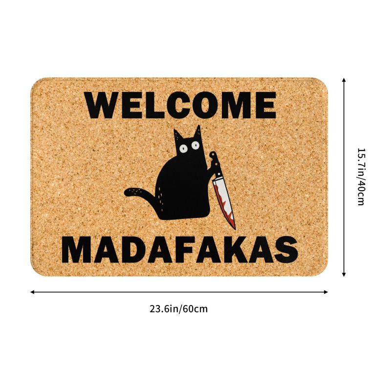 Brauch willkommen Madafakas Schwarz Katze mit Kinfe Fußmatt Anti-Rutsch Küche Badezimmer matt Wohnzimmer Tür Boden Eingang Teppich Teppich