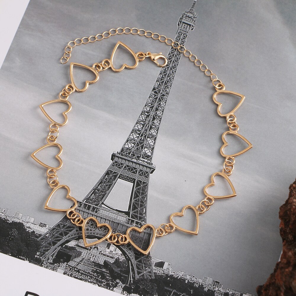 2022 hohl Koreanische Süße Liebe Herz Halsband Halskette ErkläSprosse Freundin Nette Bicolor Halskette Schmuck Collier Femme