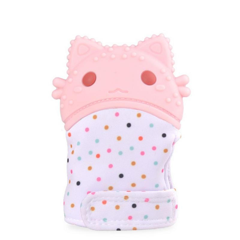 Manopla para dentición de bebé, mitones de silicona, envoltura de dulces, mordedores de sonido, guantes de juguete, juguetes a prueba de mordeduras: E