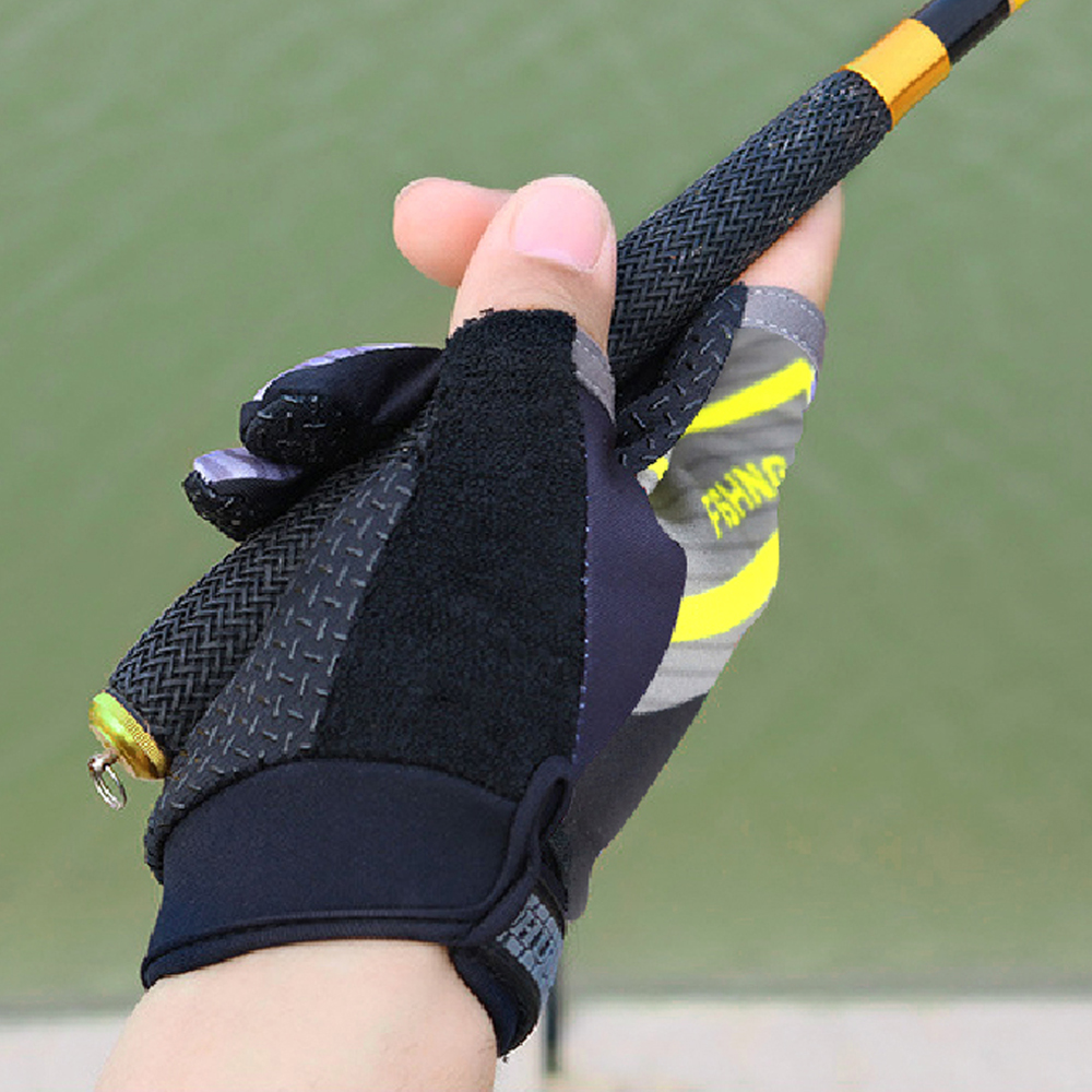 Guantes de pesca con corte de tres dedos para hombre, herramienta antideslizante, guantes para pesca al aire libre, guante de elasticidad, accesorios de pesca, buscador de peces