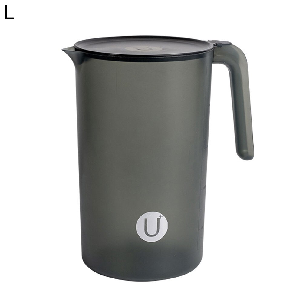 Large Capacity Beverage Storage Container Heat Resistant Cold Water Jug Plastic Juice Pitcher Household Tea pot Kettle with Lid: Black 2500ml