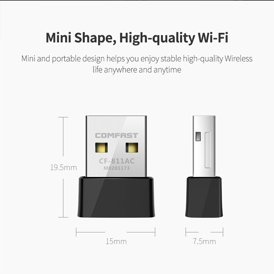 AC 650Mbps usb wireless network card 802.11AC Dual Band 2.4G/5Ghz USB WIFI Adapter receiver dongle soft AP WI-FI router