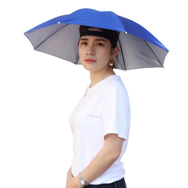 69cm Folding Umbrella Hat Cap Women Men Umbrella Fishing Hiking Golf Beach Headwear Handsfree Umbrella for Outdoor Sports: BL
