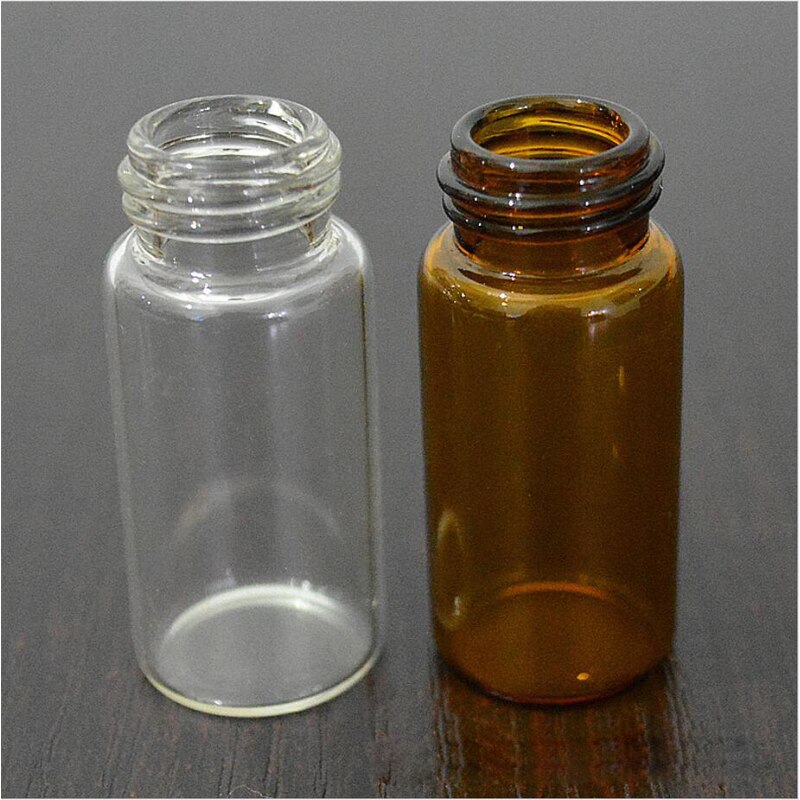 Os frascos de vidro pequenos do âmbar transparente claro de 50 pces 3ml engarrafa recipientes de garrafa do reagente do laboratório da amostra de brown com tampão de parafuso