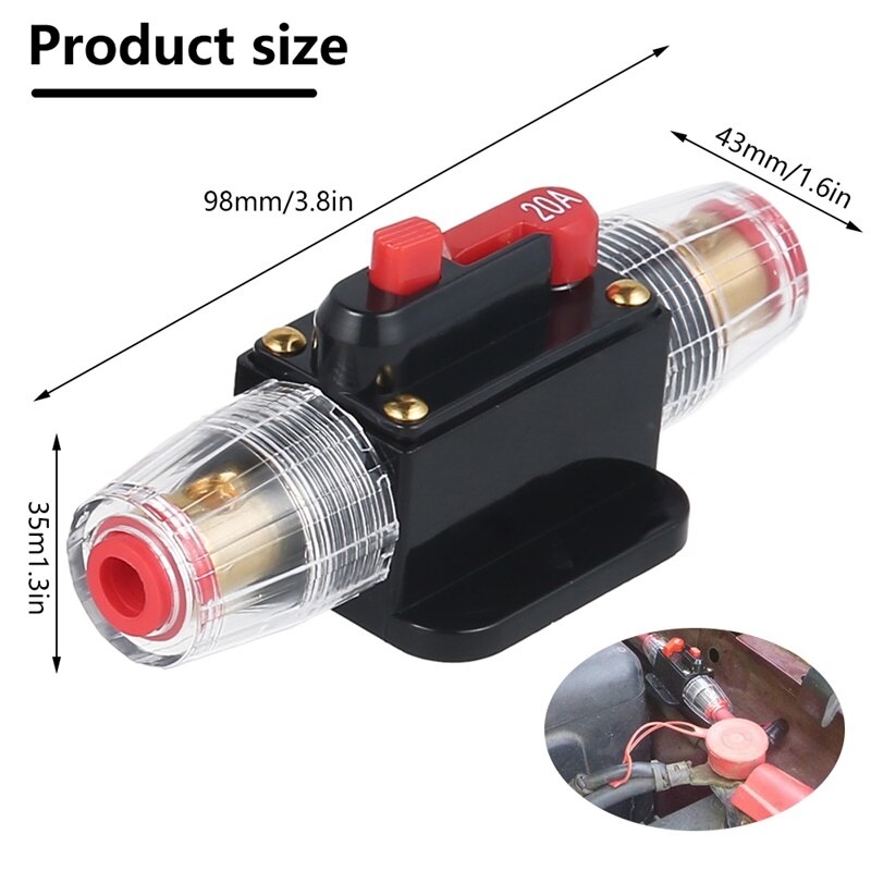 VNIBCJPN Zekering voor auto holde 30A-300A AMP zekeringschakelaar, reset 12-48 V DC, auto, boot, auto, zekeringkast, waterdicht, autozekering, versterker, 100 A