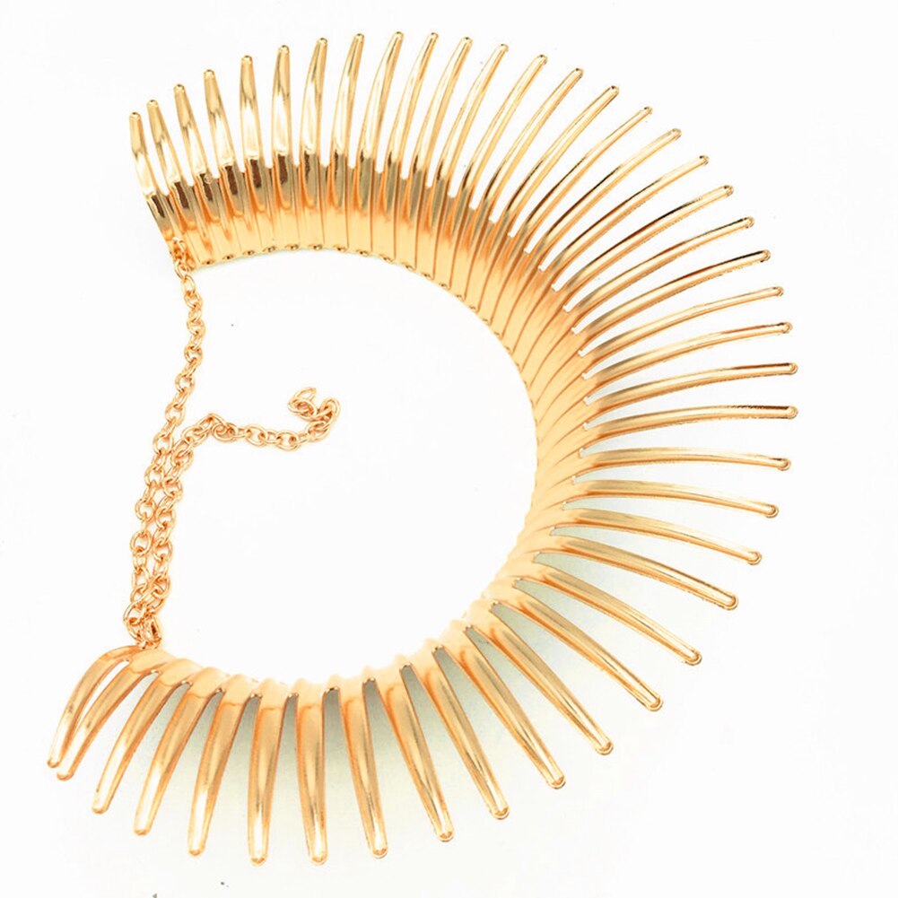 Women Strip Canine Shape Fringe Choker Statement Bib Necklace Jewelry Chic