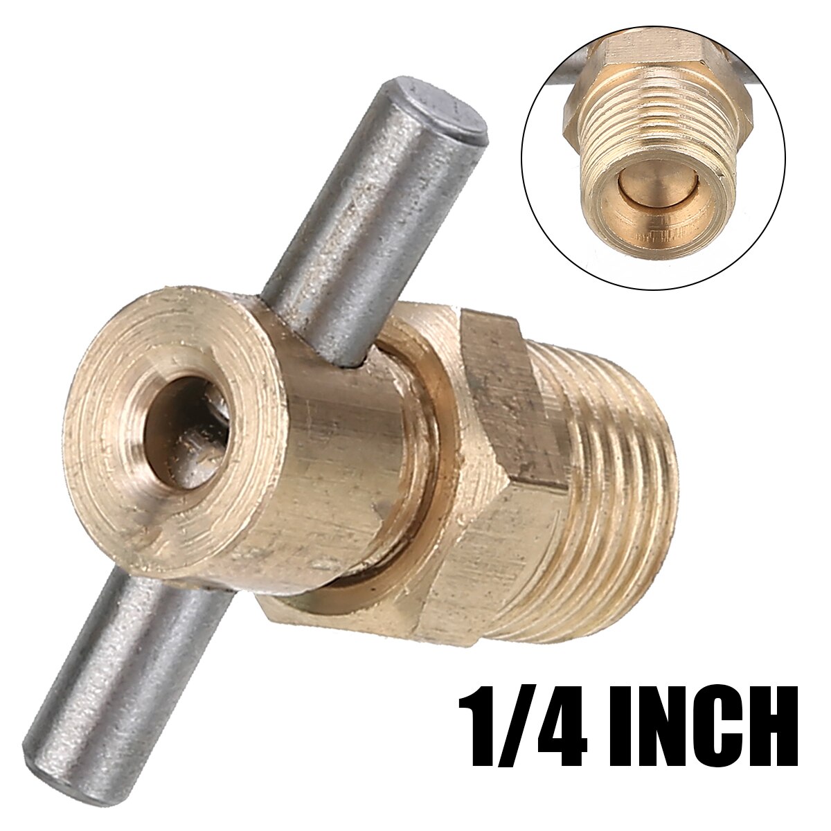 1pc Brass Drain Valve 1/4 Inch NPT 12mm Diameter For Air Compressor Tank Replacement Part