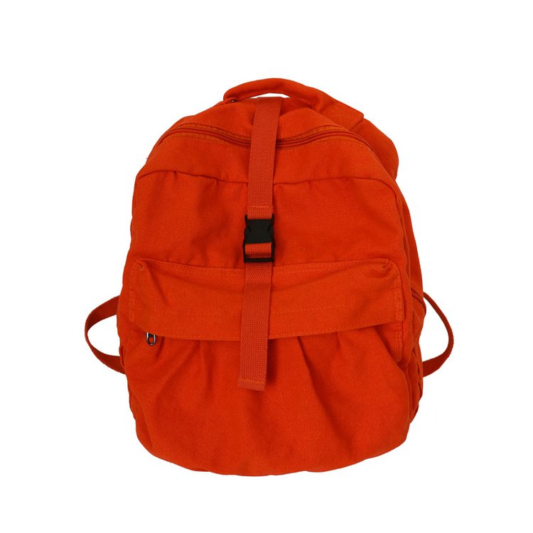 Vintage Casual Backpack Women Travel Bag High Capacity Solid Color Women's Backpack Student Zipper School Bag: orang red