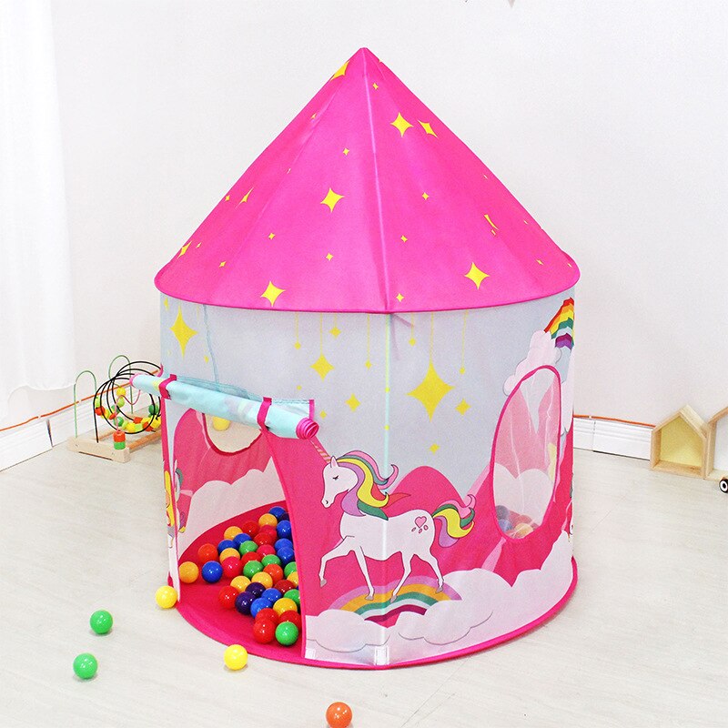 Tienda de campaña portátil 3 en 1 para niños, casa de juegos con cápsula espacial de unicornio, plegable, piscina de bolas para interiores y exteriores, para bebé