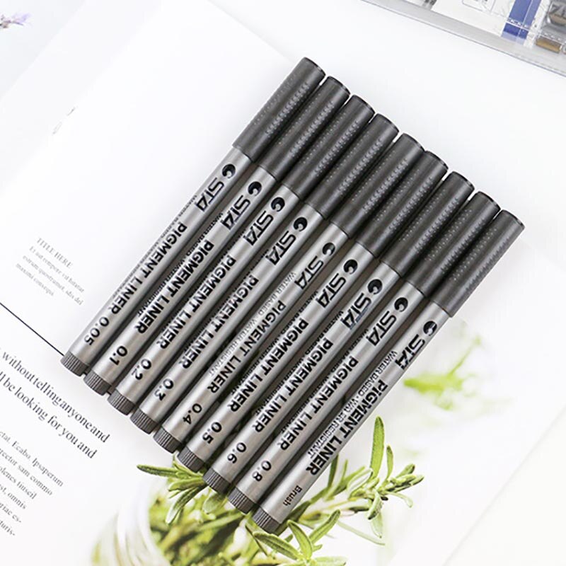 1Pcs Numbers Brushes Ink Marker Pen Waterproof Multipurpose Painting Supplies Black Sketching Pens Pigment Liner Fineliner