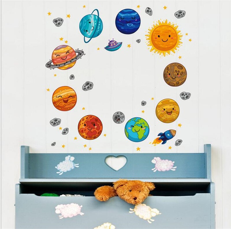 Verdensrommet universet planet vegg klistremerke låve rom studierom soverom dekorasjoner veggmaleri hjem kunst dekaler barnehage klistremerker: 1