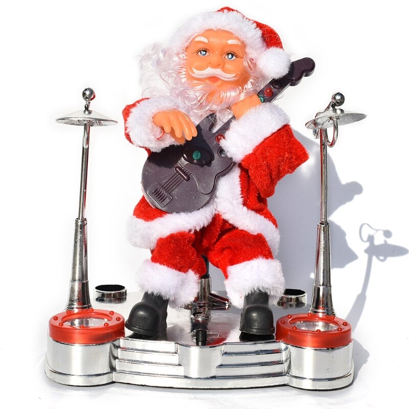Elektrisk julemanden blæser saxofon dukke scene tromme musik gammel mand børn legetøj jul: C