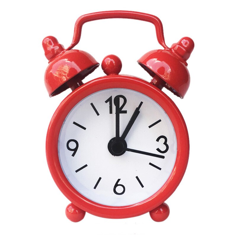 Mini Alarm Clock Electronic Round Number Double Bell Desk Table Digital Quartz Clock Home Decoration Retro Portable