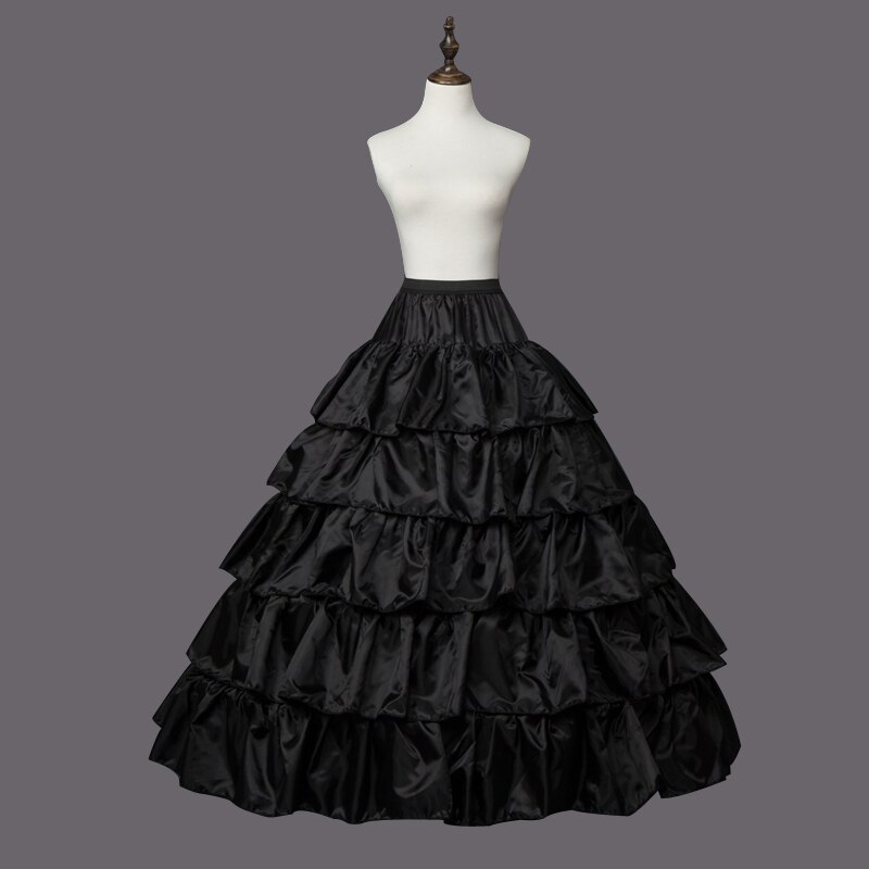 4 Reifen 5 Schichten Ballkleid Unterröcke Schwarz Petticoat Krinoline Unterrock Großen Rüschen Hochzeit Zubehör Tüll Unterröcke