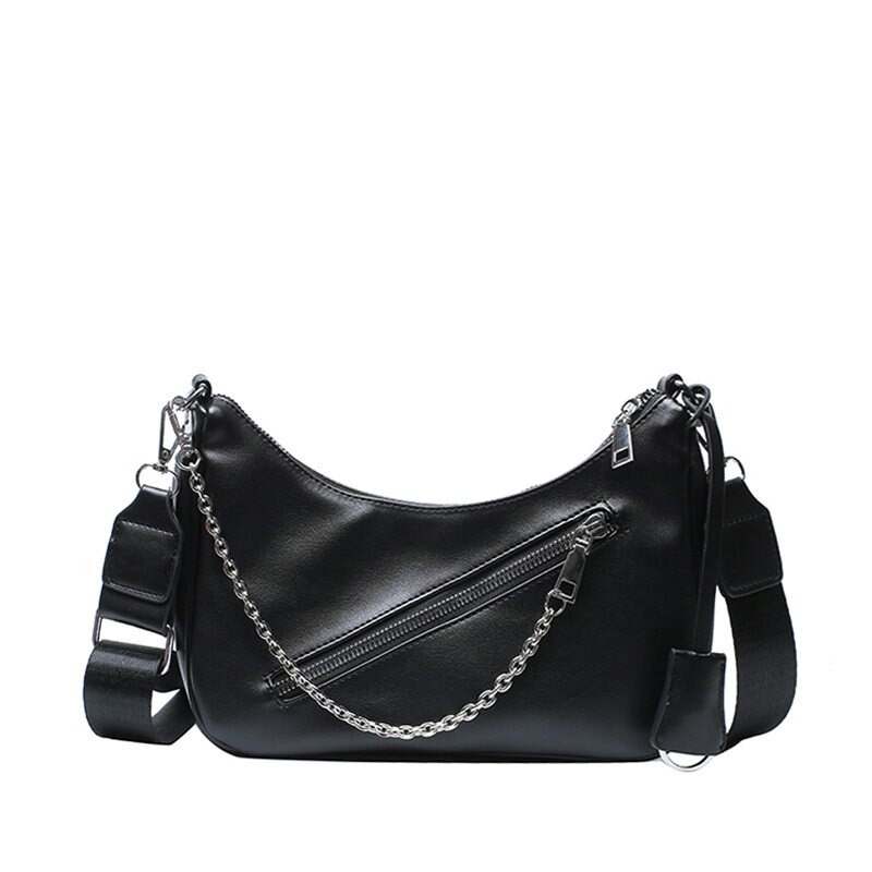 Mengxilu pu leren dames schoudertas kleine messengertas mobiele telefoon zak rits portemonnee satchel crossbody tas voor vrouwen: Zwart