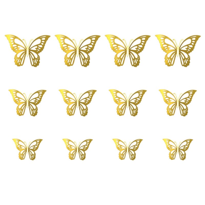 Autocollants muraux papillon 3D creux, 12 pièces, décoration de la maison, pour chambre d'enfants, pour chambre de filles: 02