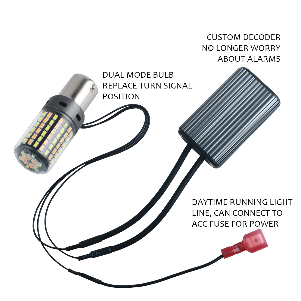 DRL Turn Signal PY21W P21W LED Dho Canbus BA15S BAU15S T20 7440 W21W 3156 3014 120smd Dual Mode Daytime Running Light DC12V