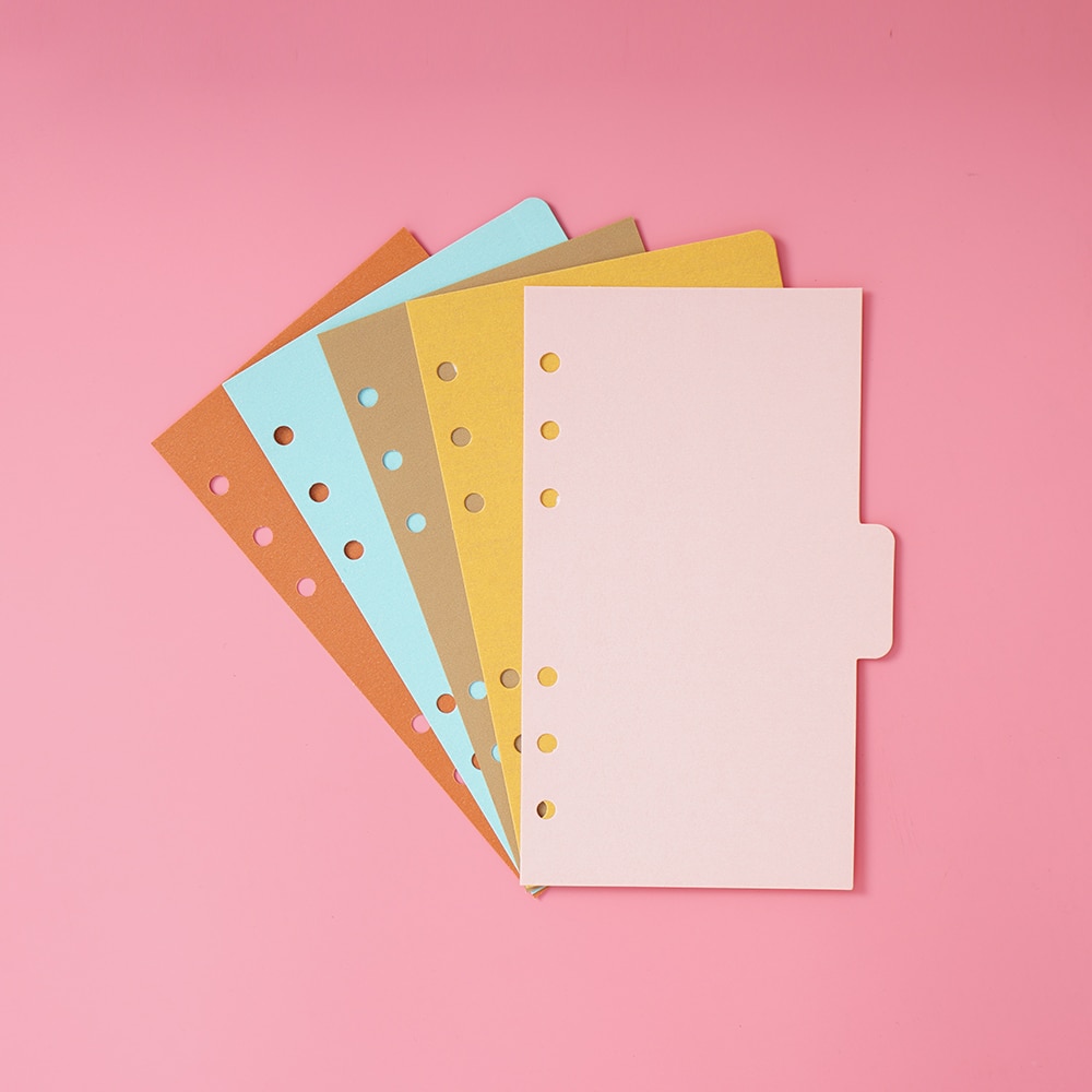 5 Stks/set Bindmiddel Index Verdelers A5/Persoonlijke Grootte Notebook Binnenpagina 'S Separator Dagboek Planner Papier Categorie Pagina 'S Briefpapier