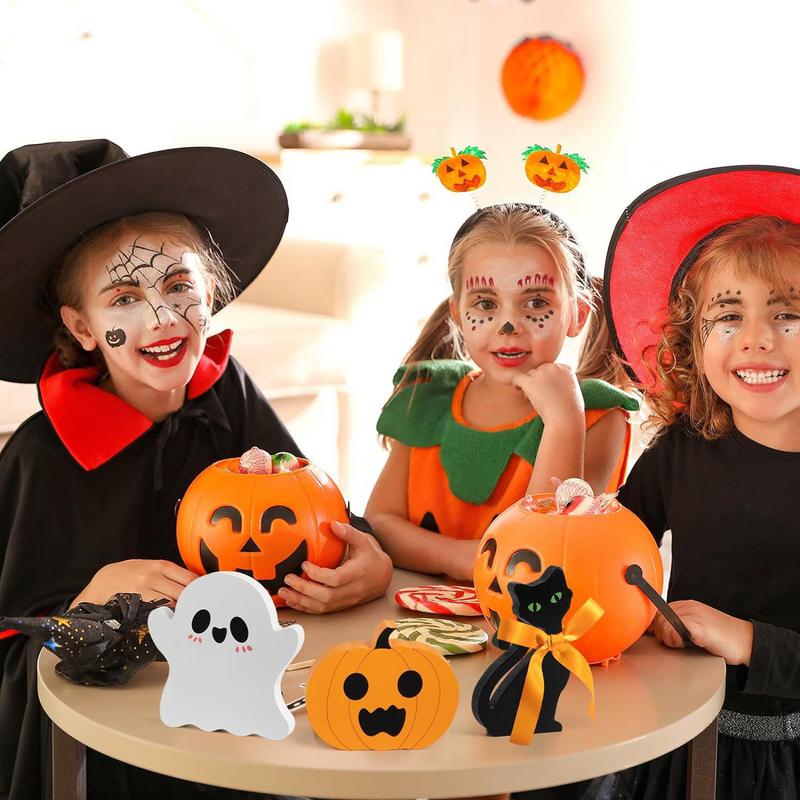 Halloween bordskilt 3x tre halloween-lagdelte brettdekor gjenbrukbar rustikk lagdelt brettdekor borddekor skilt glad
