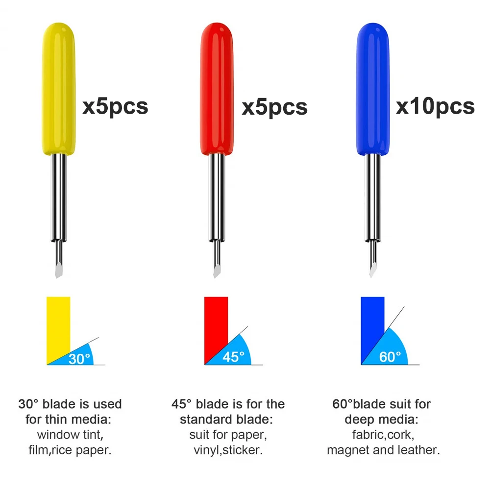 Lames de remplacement pour outils électriques, 30/45/60 degrés, pour traceur, Roland Cricut: 35mm