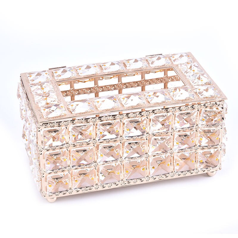 Strass Tissue Doos Papier Rack Kantoor Tafel Accessoires Facial Case Houder Servet Lade Voor Thuis Hotel Auto: Goud