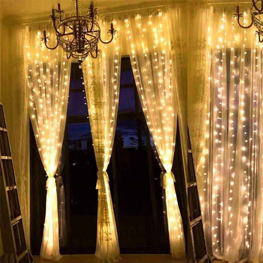 Thrisdar 3 x 2m 3 x 3m udendørs gardin istapsstreng guirlande lys bryllupsfest jul led string vindue istapsstreng lys