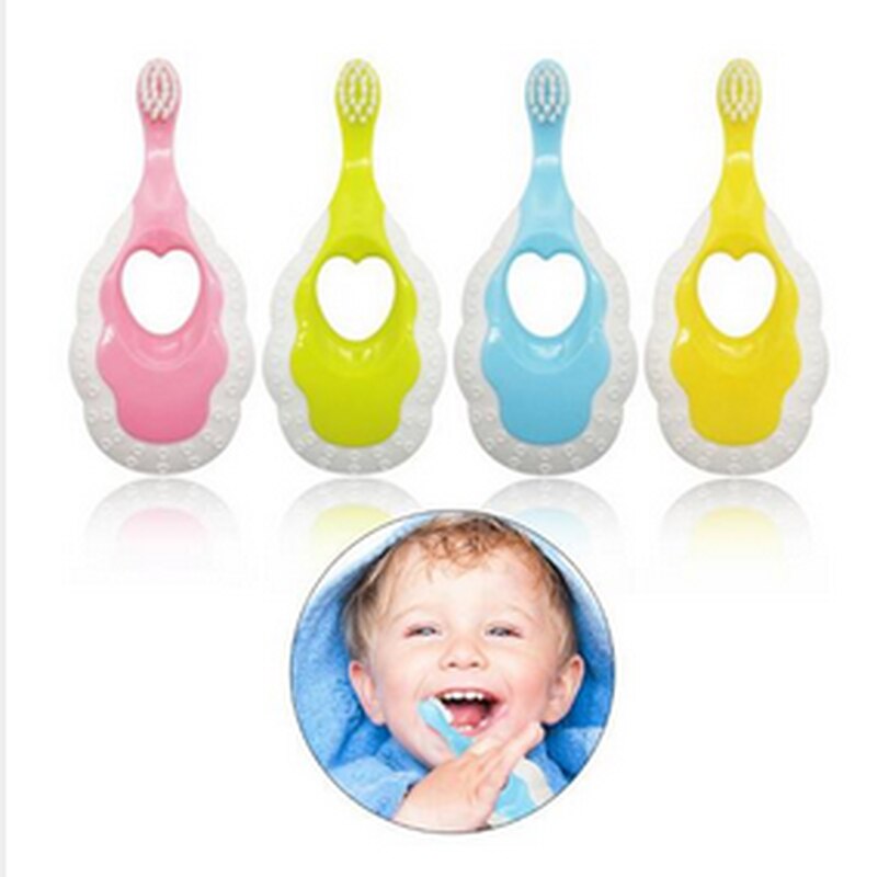 Brosse à dents souple à poignée antidérapante pour bébé, dessin animé pour tout-petits enfants -né, soins buccaux: green