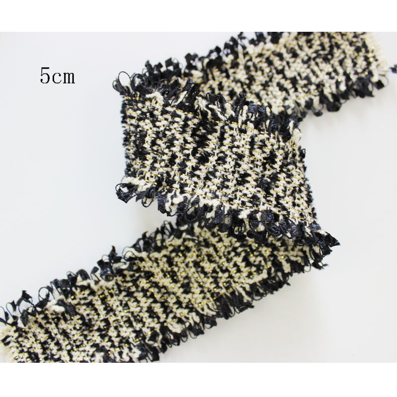 4 Yards 5 Cm Breedte Tweed Lint Gouden Webbing Stof Lint Voor Naaien Accessoire Voor Bag Garment: Black