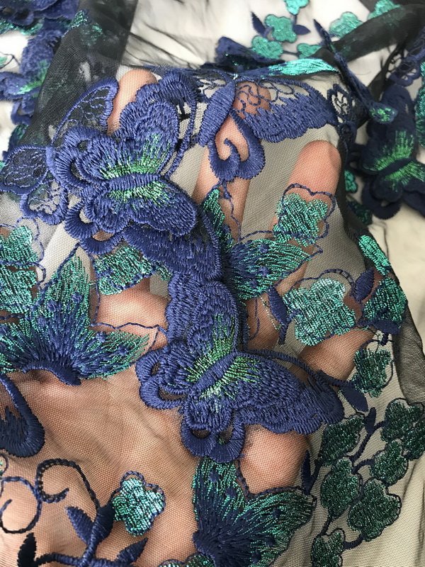 Green3D-Aplique de mariposa para vestido de novia, tocado de novia artesanal, velo de bufanda bordado, parche de tela de encaje, cortina, 145x50cm