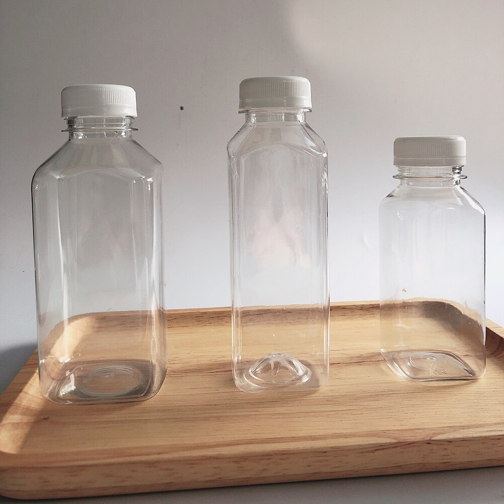 44PCS 250ML Juice Bottle Beverage Bottles Plastic Safe Empty Jar Storage Bottle Containers With Lids For Home