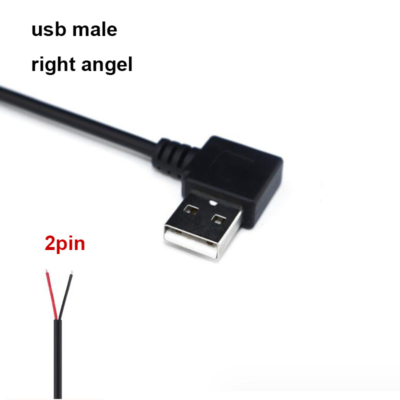 2 4 núcleos 0,3 M USB 2,0 tipo A macho hembra 2 pines 4 pines micro USB DIY conector reparación Cable de soldadura adaptador de fuente de carga de energía: Plata