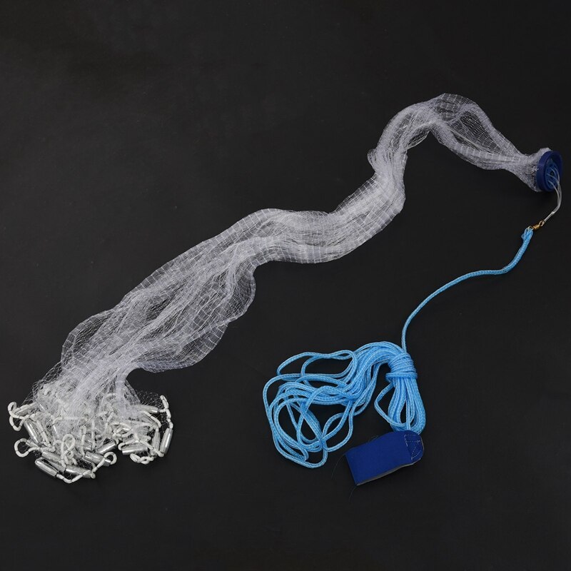 8Ft 2.4M Fishing Net Bait Easy Throw Hand Cast 3/4 inch Strong Nylon Mesh + Sinker