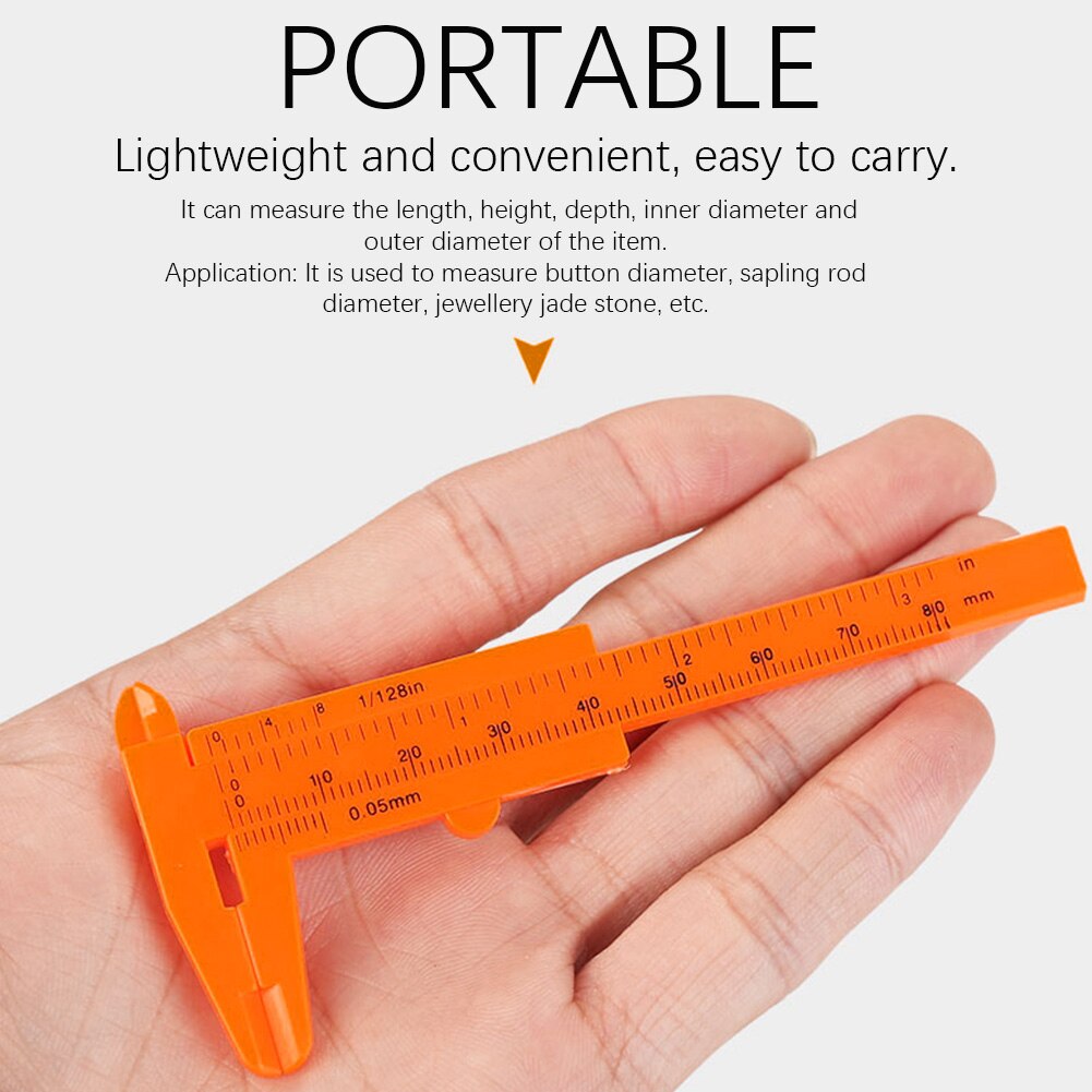 0-80MM Diameter Carpentry Mini Measuring Tool Ruler Portable Vernier Caliper Double Scale Gauge Sliding Student Office Depth