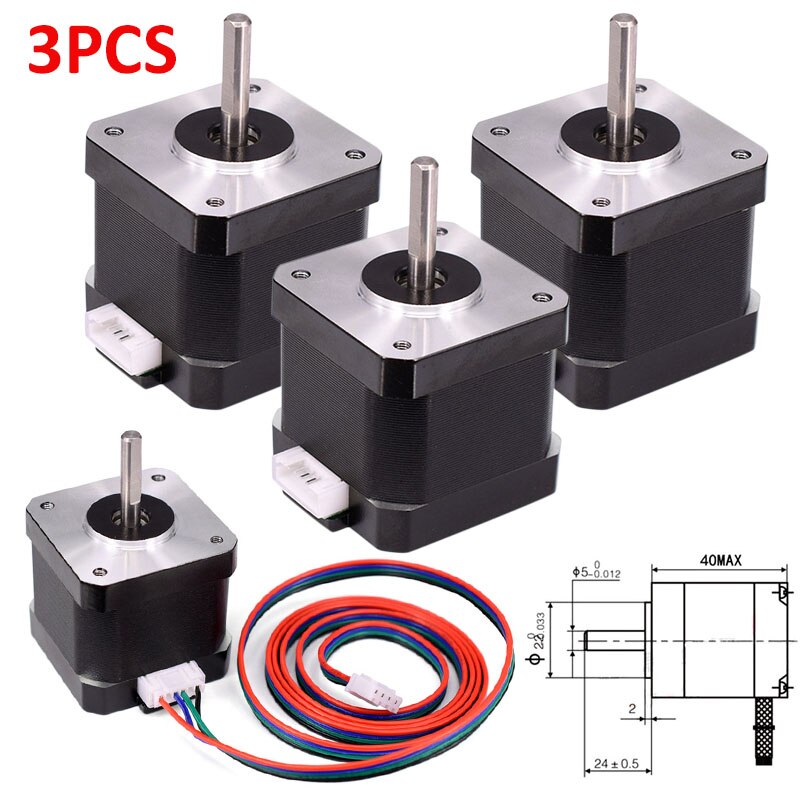 3Pcs Stappenmotor Nema 17 Printer Stappenmotor Bipolaire Stepper 45Ncm 39Mm 1.5A 4-Draad Voor Diy 3D Printer Textiel Machines