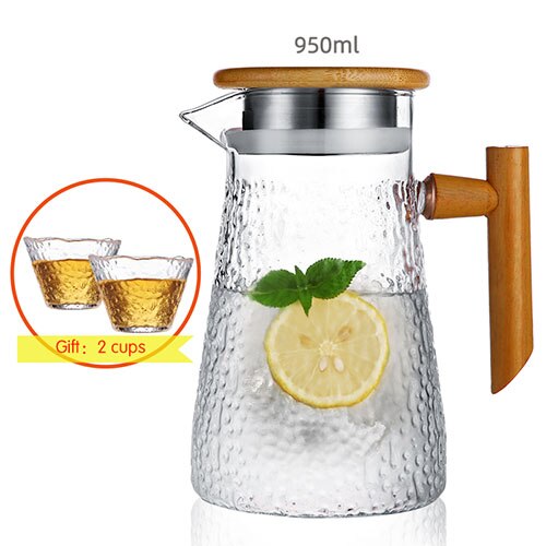 Glas kallvattenkokare glaskanna med trähandtag lock tekanna för tevatten fruktjuice 950ml: 950ml stil a