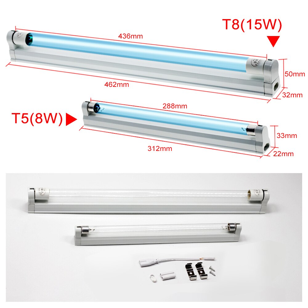 Uv Keimtötende Licht T5 / T8 Quarz Rohr 8W 15W UVC Sterilisator Tözehn Staub Milbe UV Bakterizide Lampe für Schlafzimmer Krankenhaus