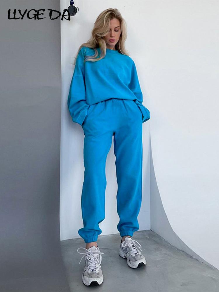 Haut effiloché à manches longues pour femme, pantalon de sport surdimensionné, pull-over, sweat-shirt, ensemble de 2 pièces, pantalon décontracté, survêtement, printemps, 2022