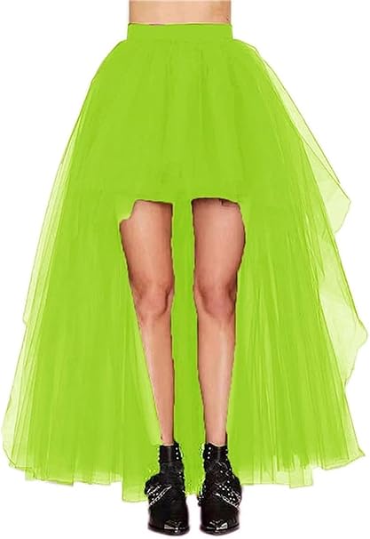 Falda de tul blanca para mujer, enagua tutú Hi-Lo de gasa con cola de golondrina, estilo informal largo, Punk gótico, cintura alta, de Carnaval: Plata