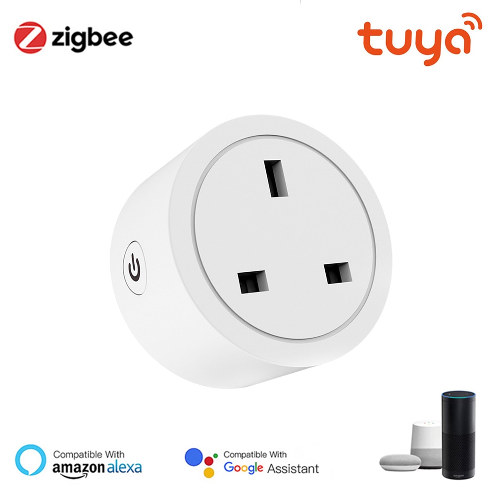 Tuya Zigbee Smart Socket UK 16A WiFi Power Plug Voice Timer Power Monitor Function Outlet Work With Alexa Google Home Smart Life