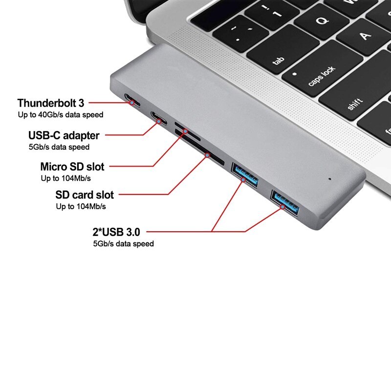 6 In 1 Type-C USB-C Hub Adapter Dual Usb 3.0 Poort Thunderbolt 3 Voor Pro