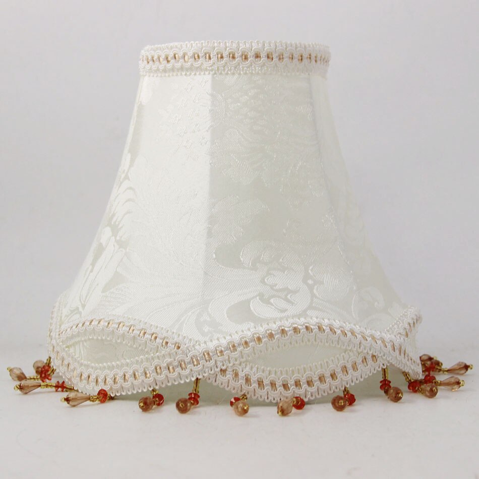 Pantallas de lámpara redondas para lámparas de mesa, hermoso Color blanco con cuentas, E27