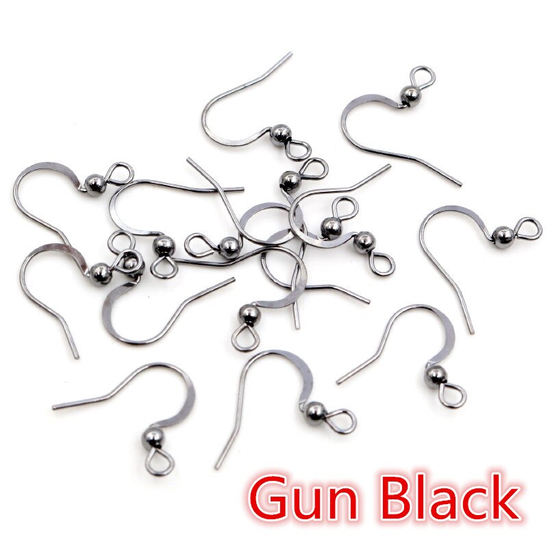 100 unids/lote 19x18mm DIY pendientes hallazgos pendientes cierres ganchos accesorios DIY joyería hacer accesorios gancho de latón joyería: Gun Black