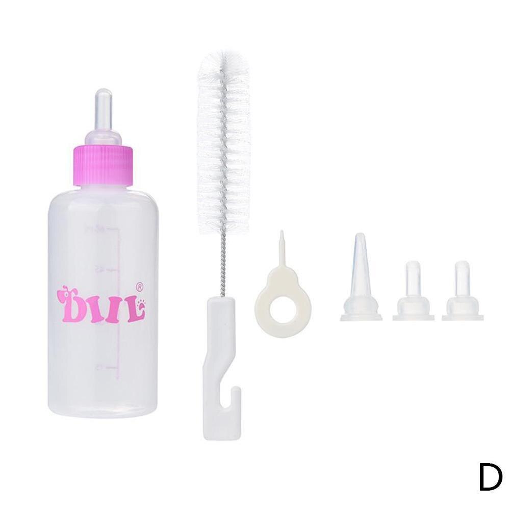 Animal de compagnie chat chien bouteille de lait Animal de compagnie chiot chaton bébé Animal ensemble 60ML alimentation en plastique amical bouteille de soins infirmiers Environmentall V2X5: Rose