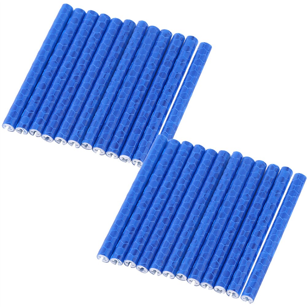 24 szt. 75mm światła rowerowe odblaskowe szprychy wioślarz górski jazda szprycha robić obręczy koła mocowanie zacisków rury pasek ostrzegawczy materiały zewnętrzne: Niebieski