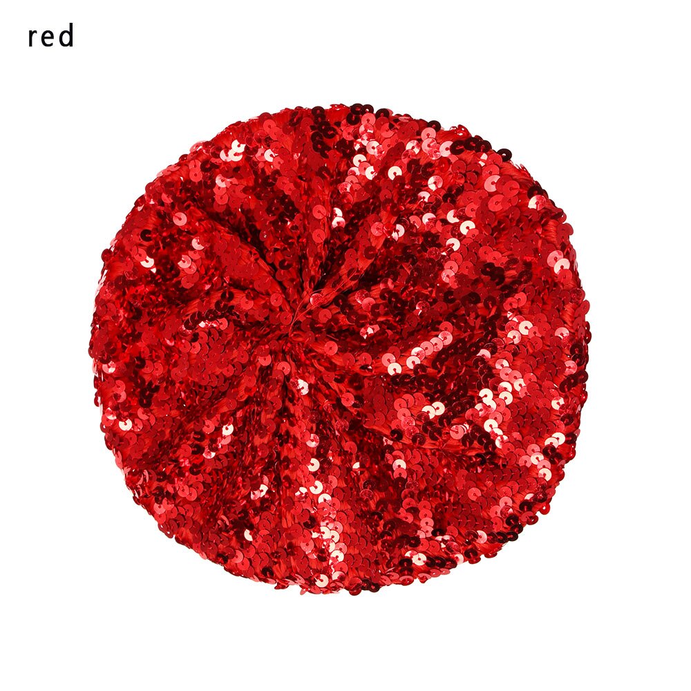 Kvinder pailletter hat skinnende kostume jazz glitter dans baret rund kasket dame tilbehør hue baret hat britisk stil: Rød