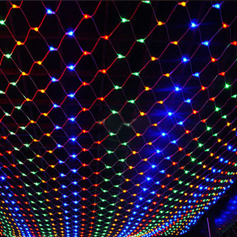 Led netting lyslenke 1.5*1.5m 3*2m 6*4m utendørs vanntett gardin lyslenke julegirlander bryllupsfest vindusdekor: Grønn / 0.5w
