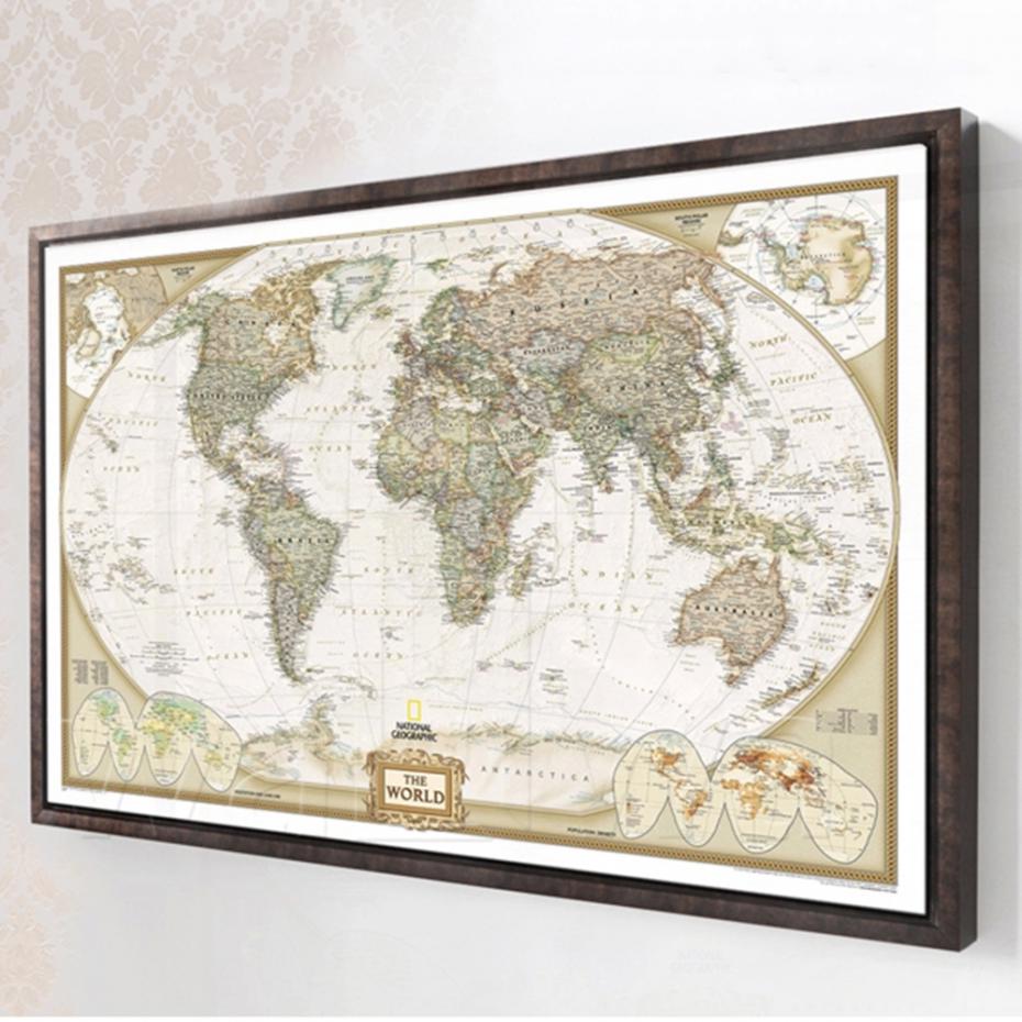 Affiche de carte du monde Vintage, décoration de la maison, tableau mural rétro, papier Kraft mat, 28x18 pouces, carte du monde sans cadre