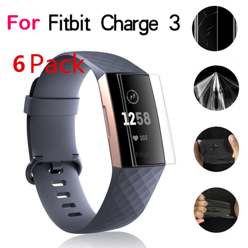 Protective Case Cover For Fitbit Charge 3/4 Smartwatch Transparent TPU Skin Case Shell Protector Dust-proof Anti-scratch: 6pcs Charge 3 film
