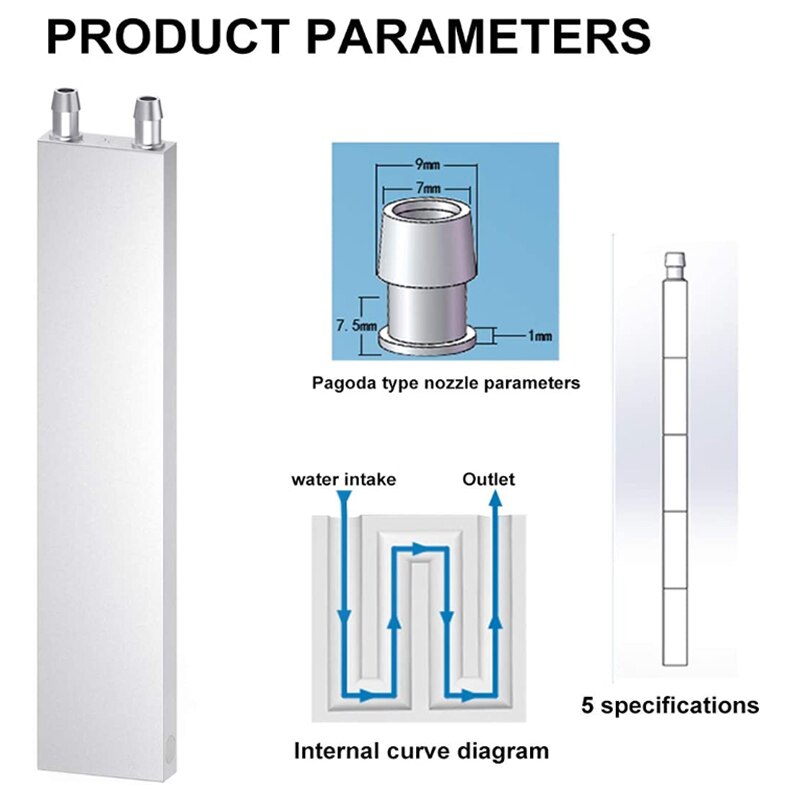 Aluminum Liquid-Water Cooling Block For Computer Cpu Radiator For Pc and Laptop Cpu Silver Heat Sink System (200mm)